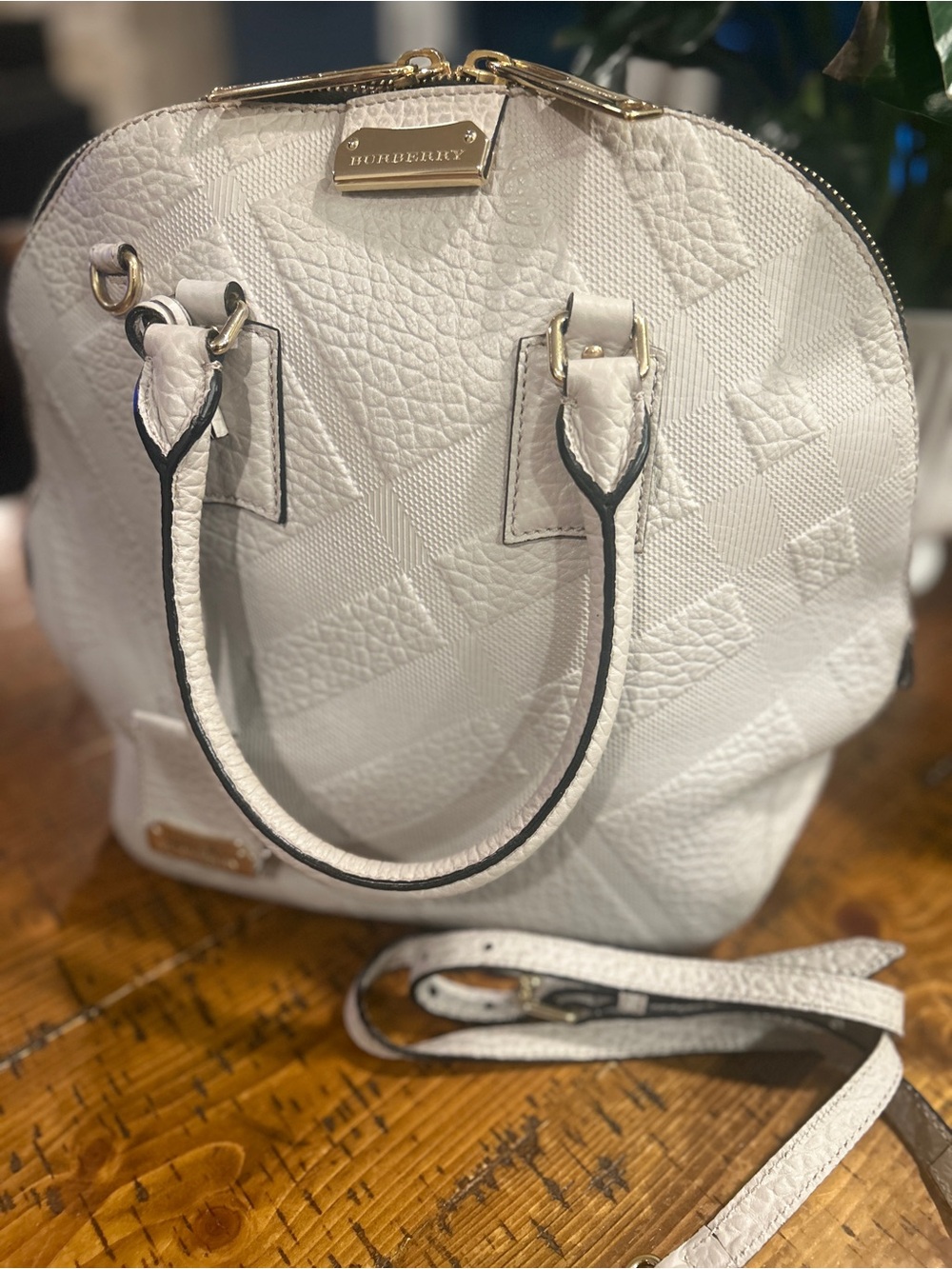 Burberry Light Grey Dome Satchel Handbag with Detachable Strap - Picture 2 of 9